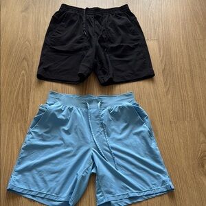 Stylish Black and Blue Athletic Shorts Duo